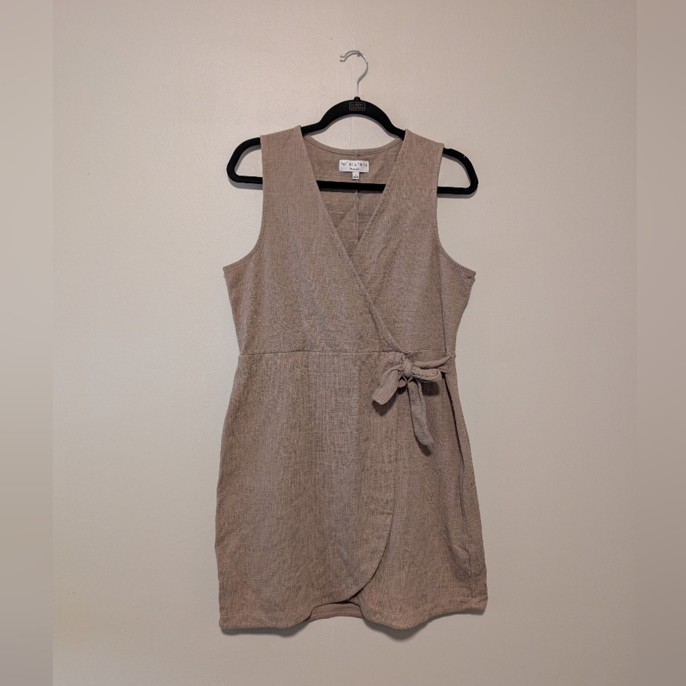 Madewell Tan Sleeveless Wrap Mini Dress